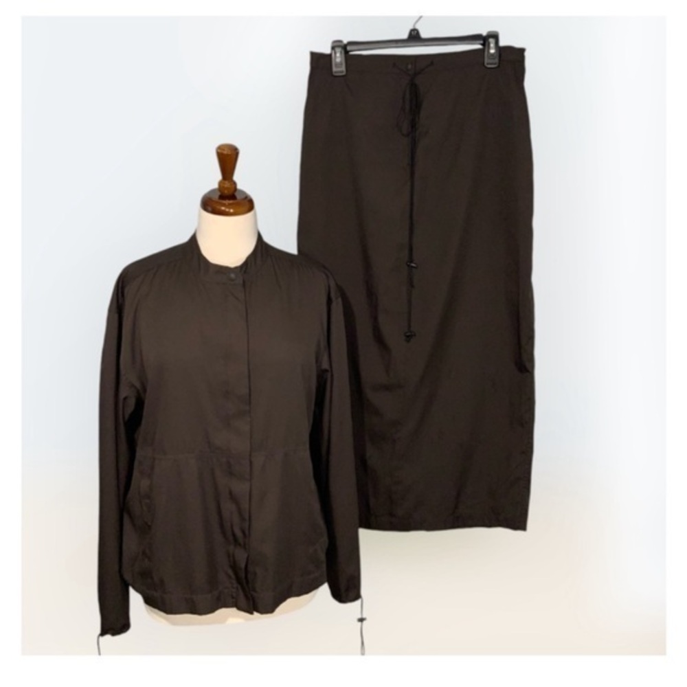 Chico’s Design Brown Active Modern Skirt & Jacket Set~Lightweight~Pockets~Medium